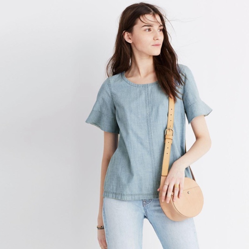 Madewell Chambray Tie Back Top